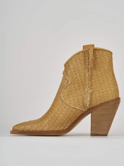 Stivaletto texano tacco 7 cm beige pelle