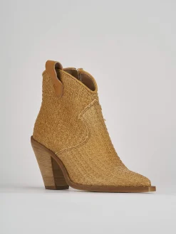 Stivaletto texano tacco 7 cm beige pelle