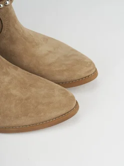 Stivaletto texano tacco 3 cm beige camoscio