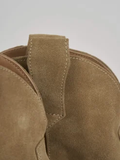 Stivaletto texano tacco 5 cm beige camoscio