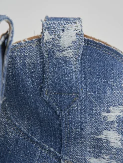 Stivaletto texano tacco 5 cm jeans tessuto