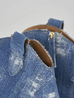 Stivaletto texano tacco 7 cm jeans tessuto