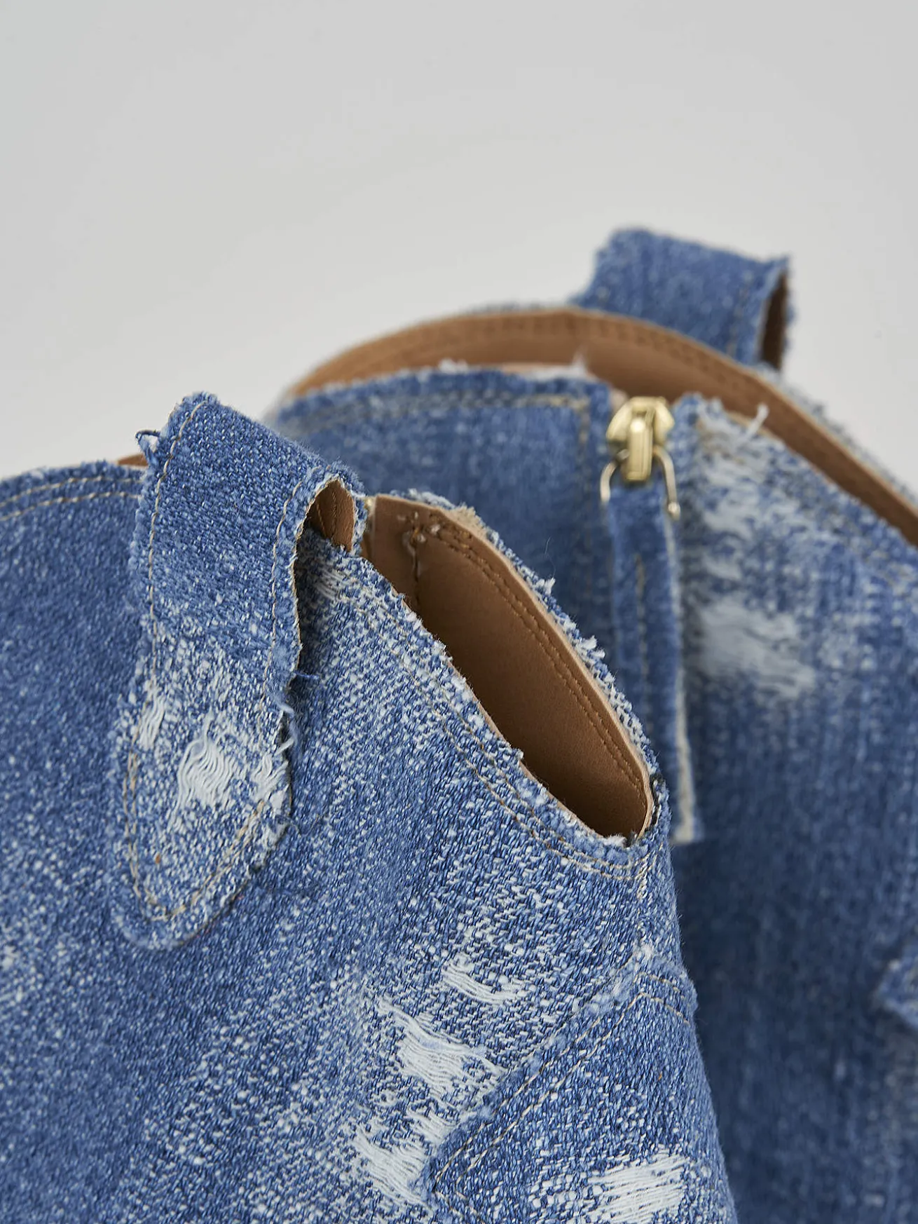 Stivaletto texano tacco 7 cm jeans tessuto