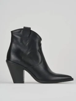 Stivaletto texano tacco 7 cm nero pelle