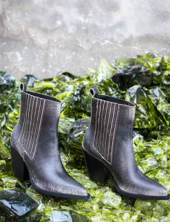 Stivaletto texano tacco 9 cm avorio pelle