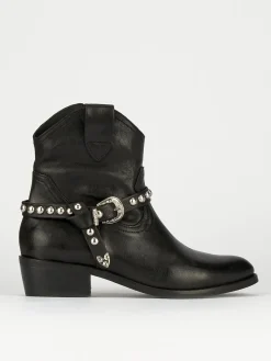 Stivaletto texano tacco 3 cm nero pelle