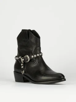 Stivaletto texano tacco 3 cm nero pelle