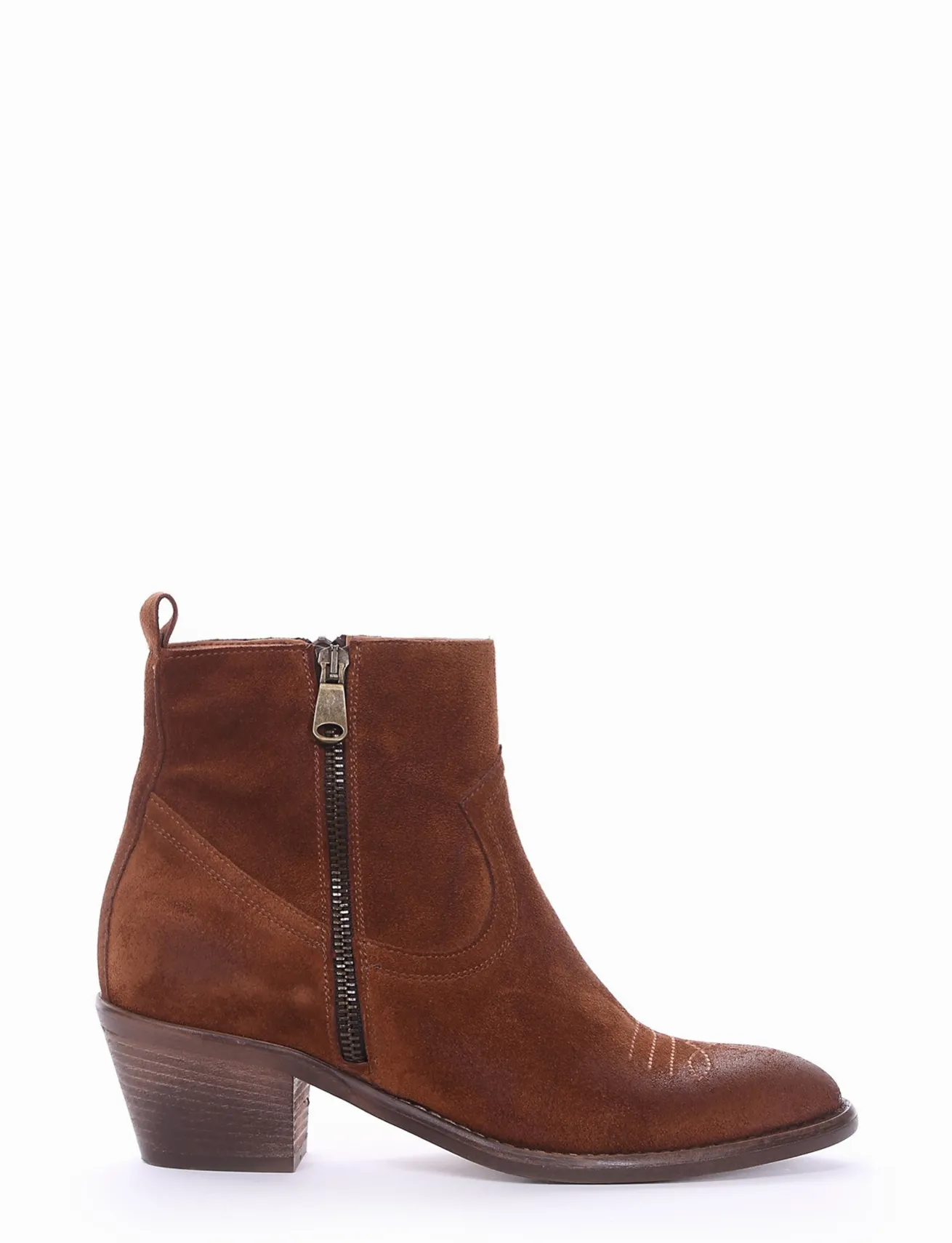 Stivaletto texano tacco 5cm cuoio