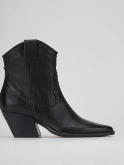 Stivaletto texano tacco 7cm nero pelle