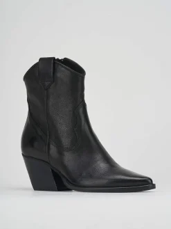Stivaletto texano tacco 7cm nero pelle