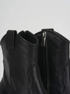 Stivaletto texano tacco 7cm nero pelle