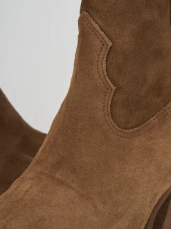 Stivaletto texano tacco 7cm marrone camoscio