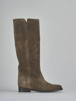 Stivali tacco 2cm camoscio beige