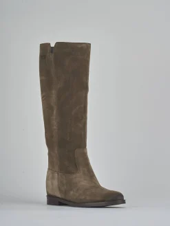 Stivali tacco 2cm camoscio beige