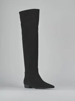 Stivali tacco 3cm camoscio nero