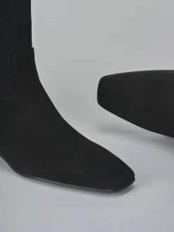 Stivali tacco 3cm camoscio nero