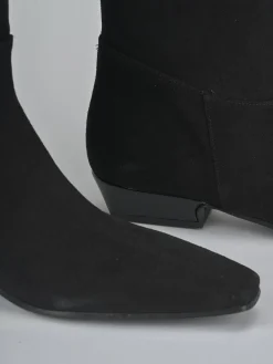 Stivali tacco 3cm camoscio nero