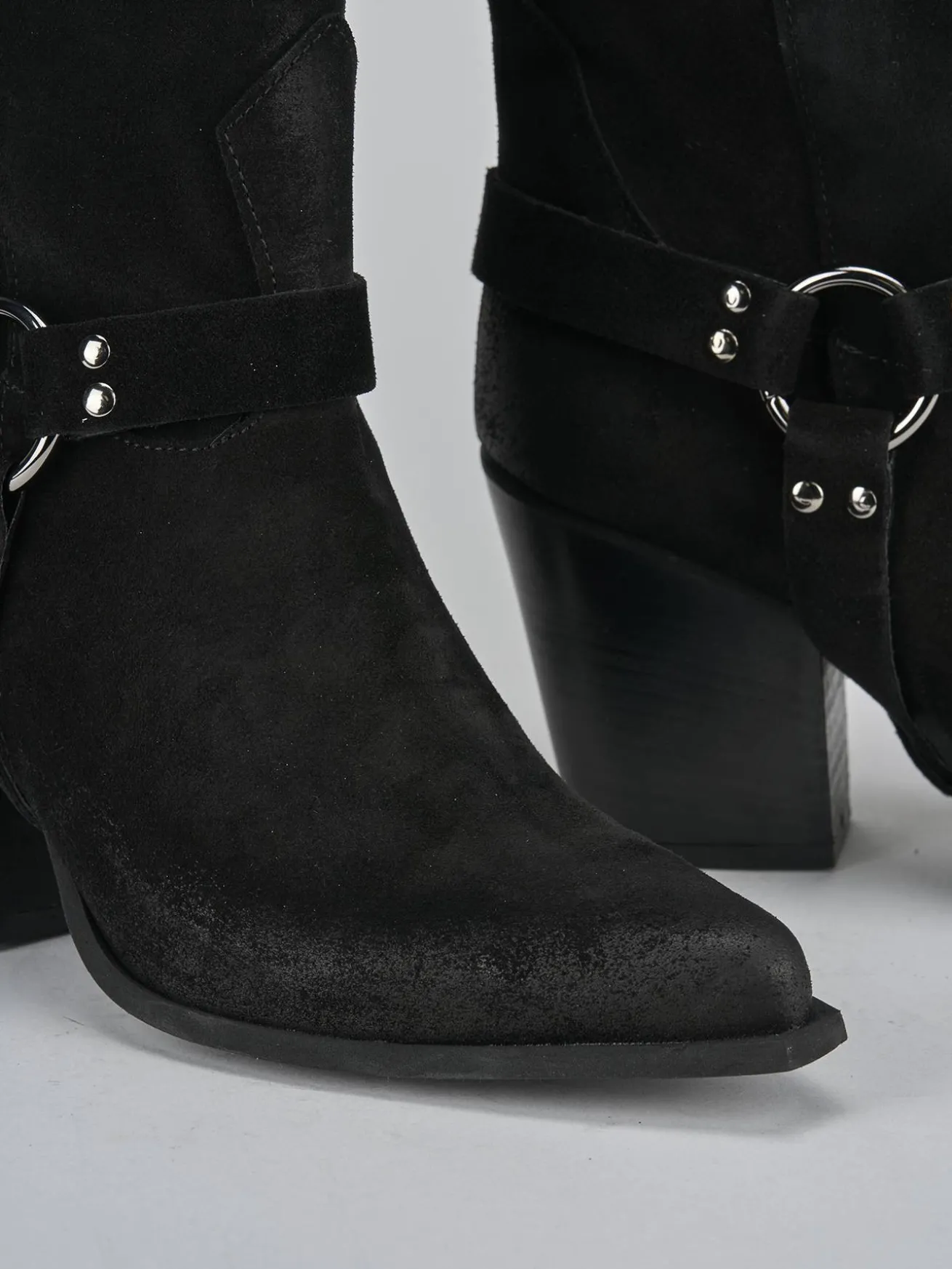 Stivali tacco 7cm camoscio nero