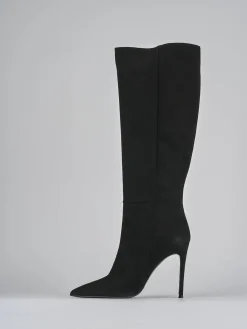 Stivali tacco 10cm camoscio nero