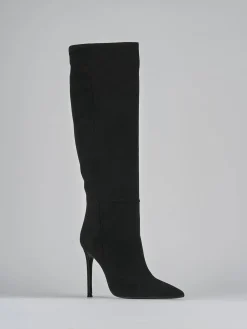 Stivali tacco 10cm camoscio nero