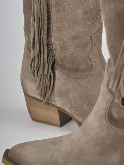 Stivali tacco 5cm camoscio beige