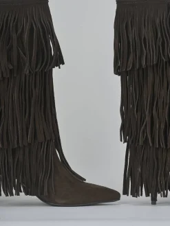 Stivali tacco 6cm camoscio testa