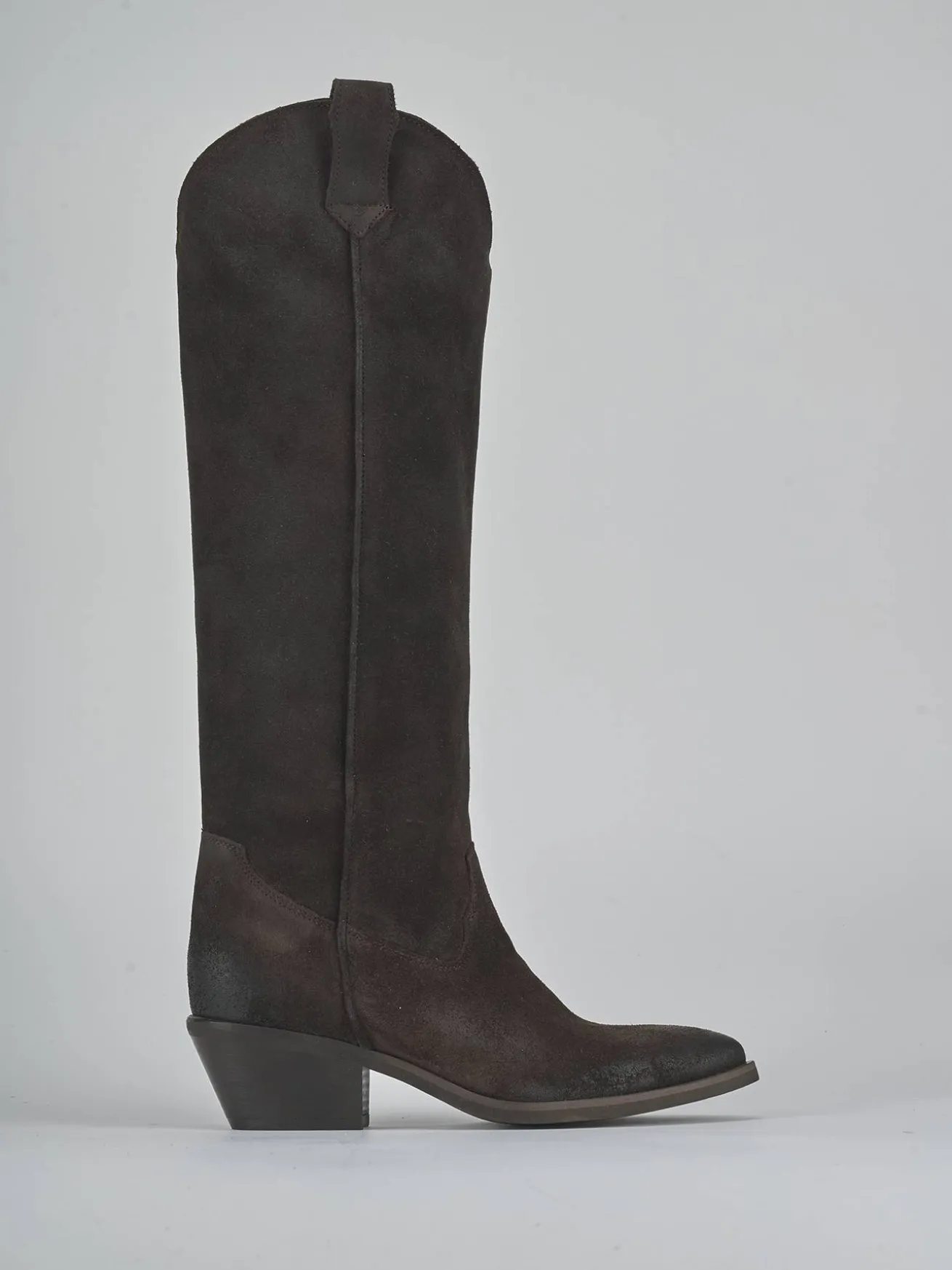 Stivali tacco 4cm camoscio testa