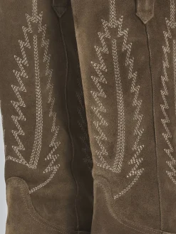 Stivali tacco 6cm camoscio beige