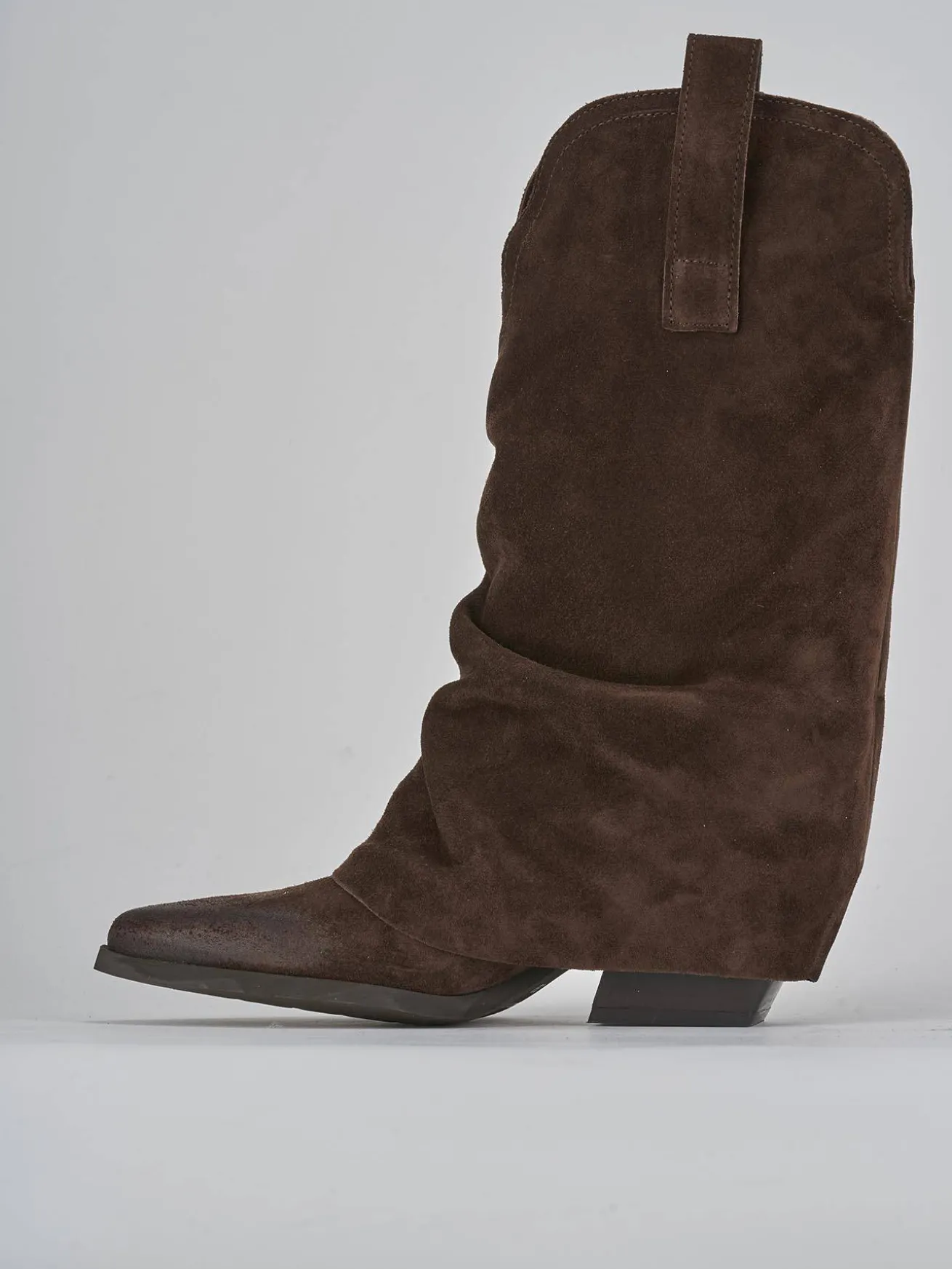 Stivali tacco 5cm camoscio testa