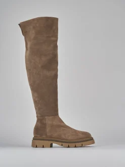 Stivali tacco 2cm camoscio beige