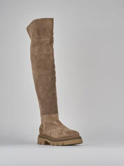 Stivali tacco 2cm camoscio beige