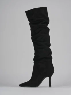 Stivali tacco 9cm camoscio nero