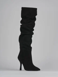 Stivali tacco 9cm camoscio nero