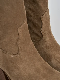 Stivali tacco 7cm camoscio marrone