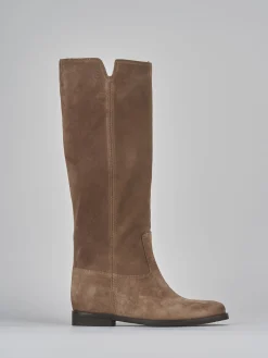 Stivali tacco 2cm camoscio beige