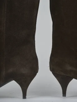 Stivali tacco 5cm camoscio testa