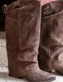 Stivali tacco 4cm camoscio testa