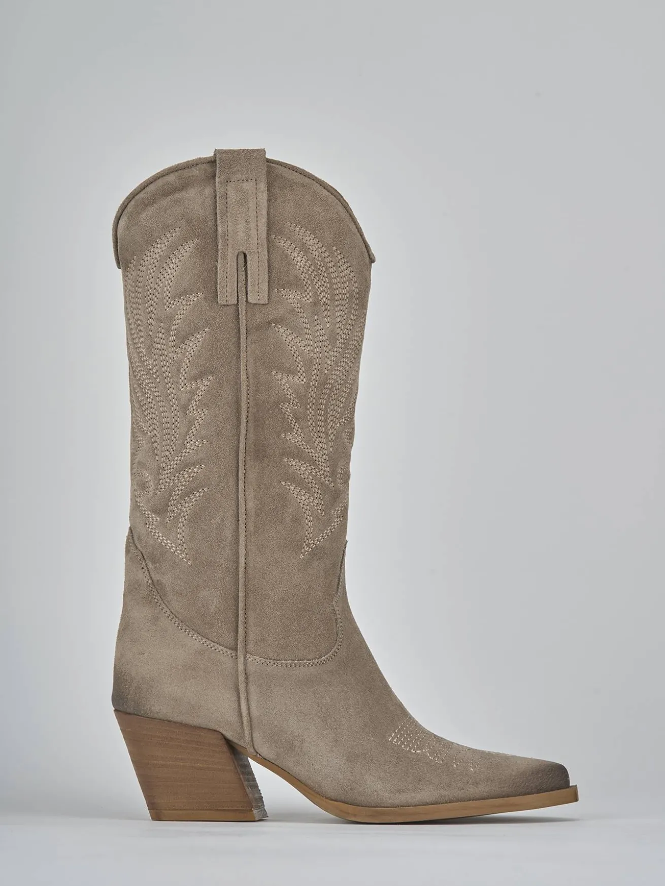 Stivali tacco 7cm camoscio beige