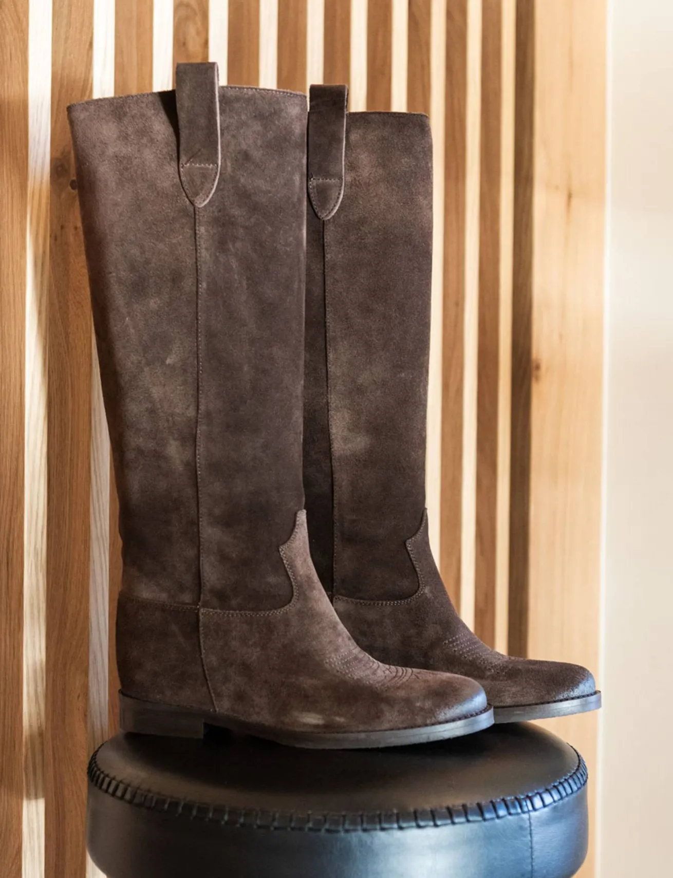 Stivali tacco 4cm camoscio testa