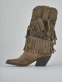 Stivali tacco 9cm camoscio beige