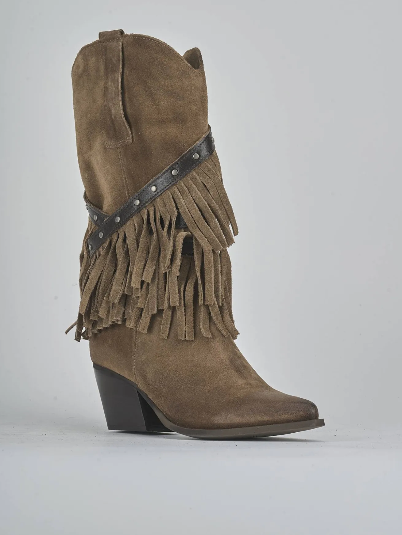 Stivali tacco 9cm camoscio beige