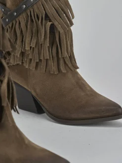 Stivali tacco 9cm camoscio beige