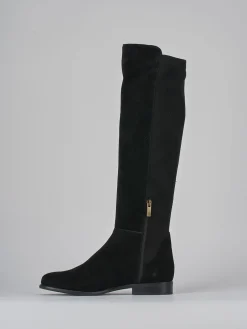 Stivali tacco 2cm camoscio nero