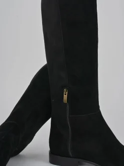 Stivali tacco 2cm camoscio nero