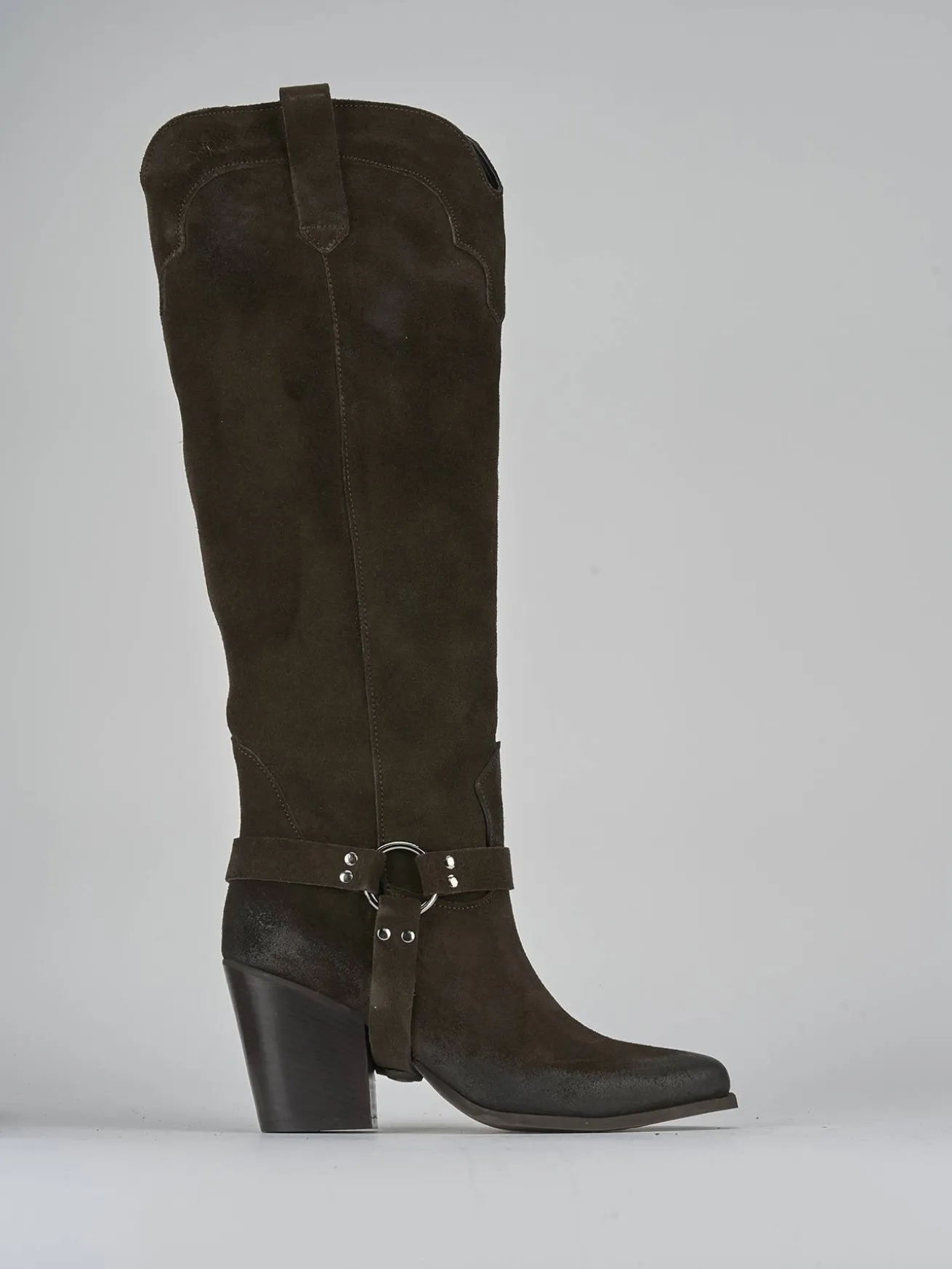 Stivali tacco 7cm camoscio testa