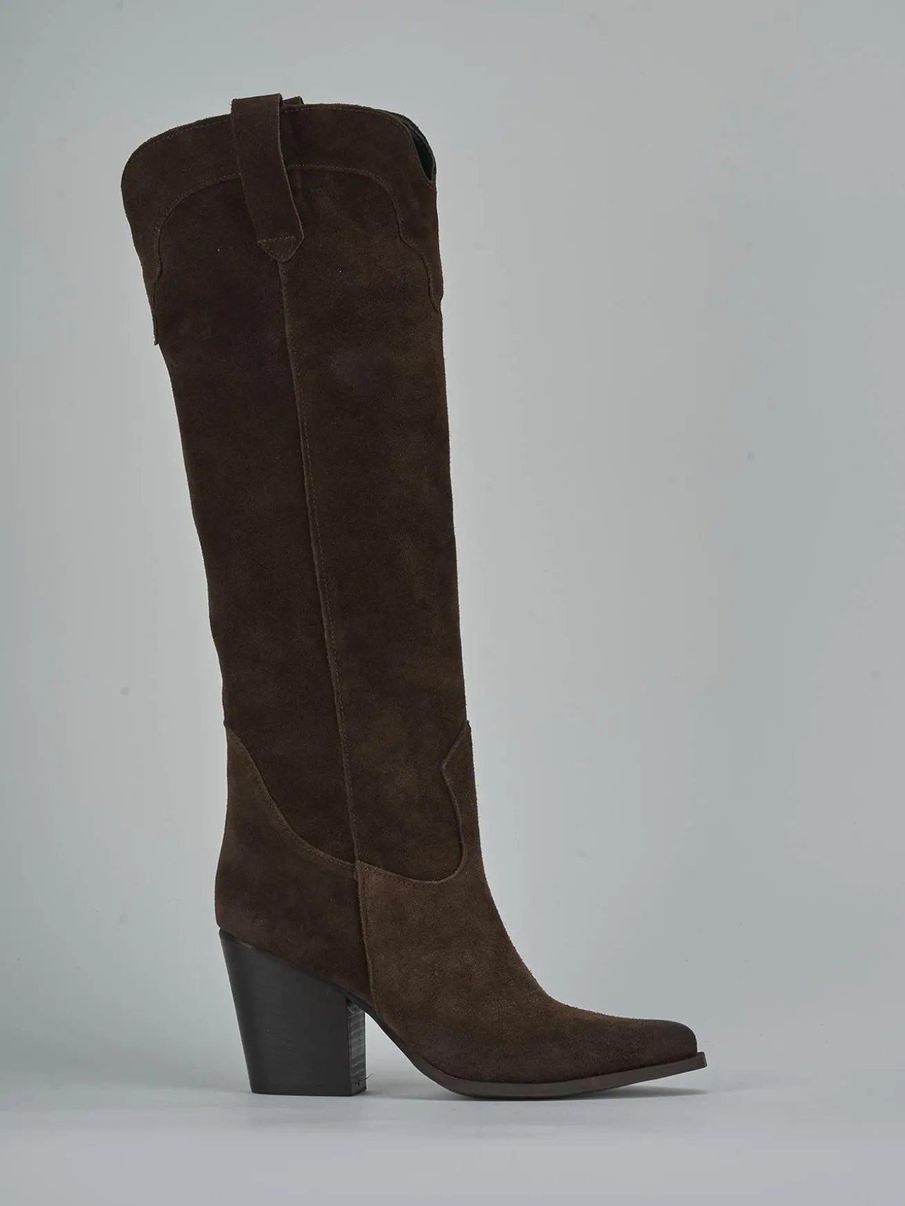 Stivali tacco 7cm camoscio testa