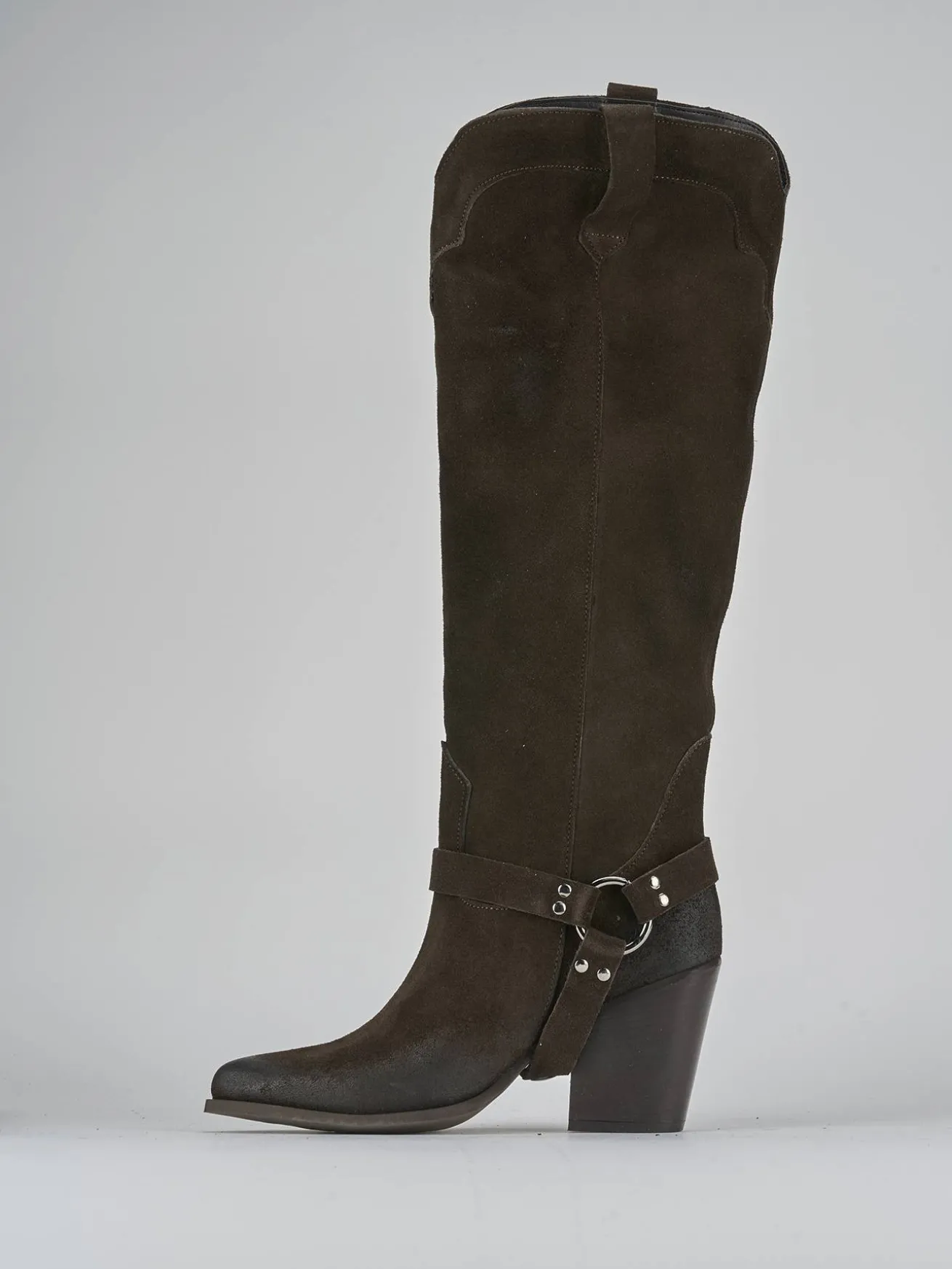 Stivali tacco 7cm camoscio testa