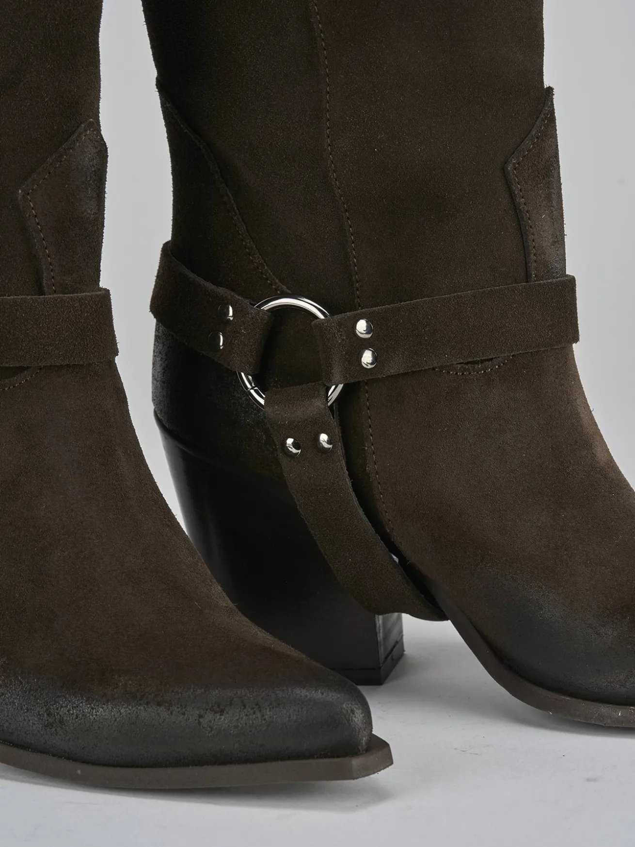 Stivali tacco 7cm camoscio testa