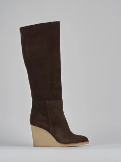 Stivali tacco 8cm camoscio testa