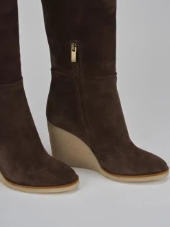 Stivali tacco 8cm camoscio testa